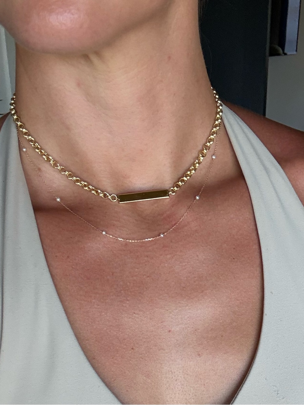 Gorjana Lou Tag Gold Bar Chain Choker Necklace